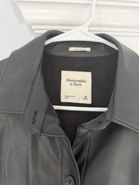 Abercrombie & Fitch Black Leather Button-Front Jacket